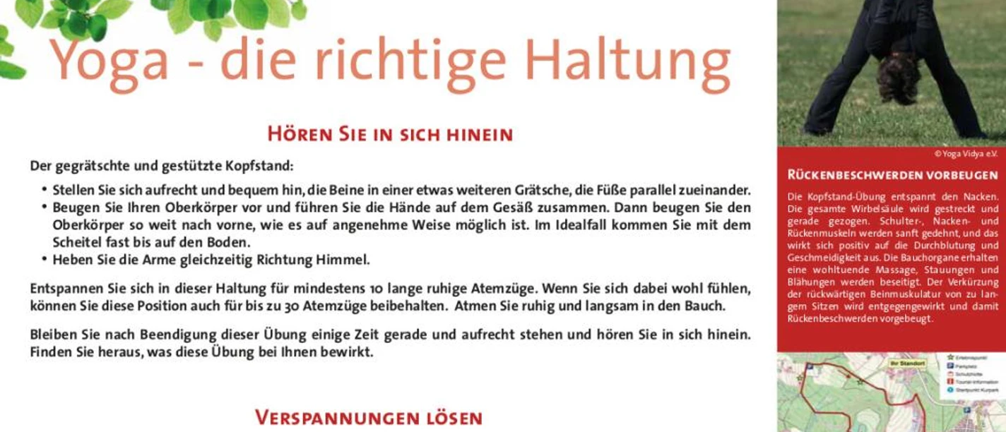 VitalWanderWelt Wanderweg Maßbruch - Yoga - die richtige Haltung Wanderweg Maßbruch für Yoga-Übungen mit Infos zur Körperhaltung und Entspannung.