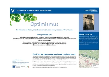 VitalWanderWelt Wanderung Wiehenturm - Optimismus Wandertafel mit Zitaten und Gedanken zum Thema Optimismus, inspiriert von Karl Valentin.