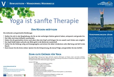 VitalWanderWelt Wanderweg Moormeile - Yoga ist sanfte Therapie Wanderweg durch Moorlandschaft mit Yoga-Übungen zur Entspannung und Rückenkraft.
