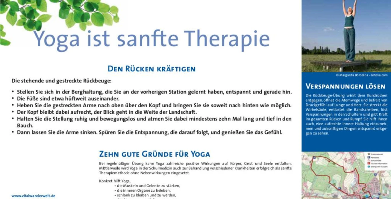 VitalWanderWelt Wanderweg Moormeile - Yoga ist sanfte Therapie Wanderweg durch Moorlandschaft mit Yoga-Übungen zur Entspannung und Rückenkraft.