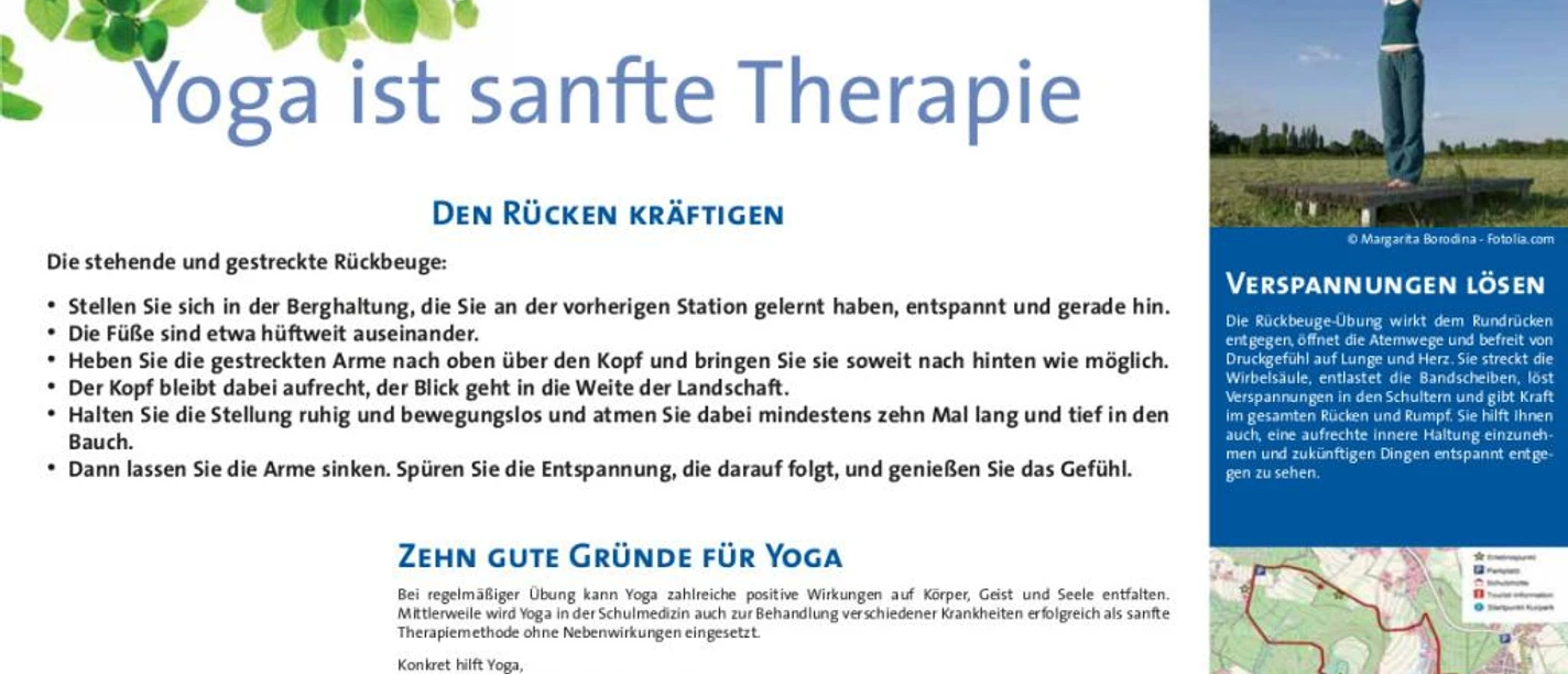 VitalWanderWelt Wanderweg Moormeile - Yoga ist sanfte Therapie Wanderweg durch Moorlandschaft mit Yoga-Übungen zur Entspannung und Rückenkraft.