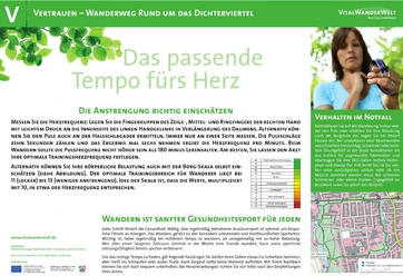 VitalWanderWelt Wanderweg Rund um das Dichterviertel - Das passende Tempo fürs Herz Plakat zum Wanderweg "Rund um das Dichterviertel" der VitalWanderWelt, für Herzgesundheit.