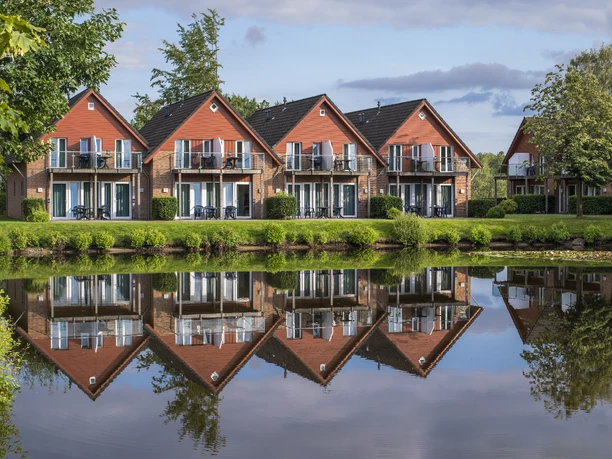 Hotel complex of the Eurostrand Resort Lüneburg Heath by the lake