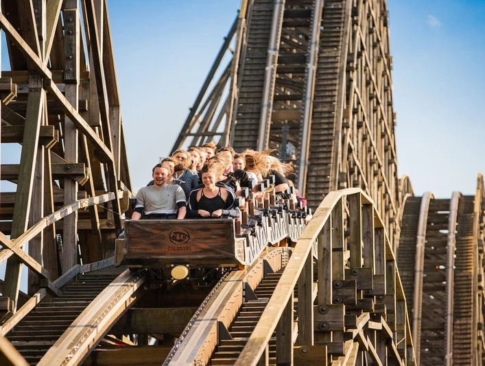 Achterbahn Colossos im Heide Park Soltau Achterbahn Colossos im Heide Park SoltauColossos roller coaster at Heide Park Soltau