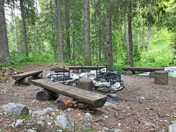 Several barbecue sites and seating areas are available