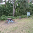 Picknickplatz im Grünen nahe Mardorf, umgeben von Bäumen, mit Tisch-Bank-Kombination und Infotafel.