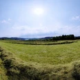 Blick auf die Dhünntalsperre Weite, gepflegte Wiesenlandschaft unter blauem Himmel mit Dominanz der frischen, grünen Natur.