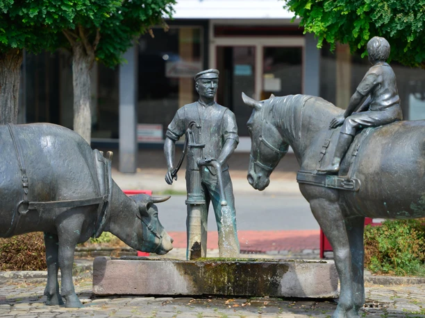 Marktplatz mit Ackerbürger Skultptur Marktplatz mit Ackerbürger Skultptur