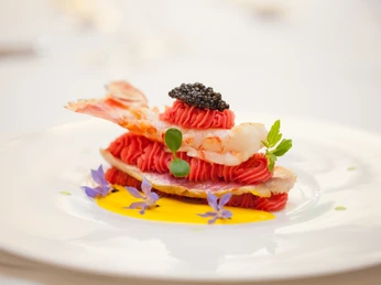 BeauRivage_Au menu Blick auf eine Vorspeise im Beau-Rivage