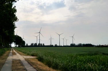 Windenergie in Dithmarschen Windräder über Feldern in Dithmarschen
