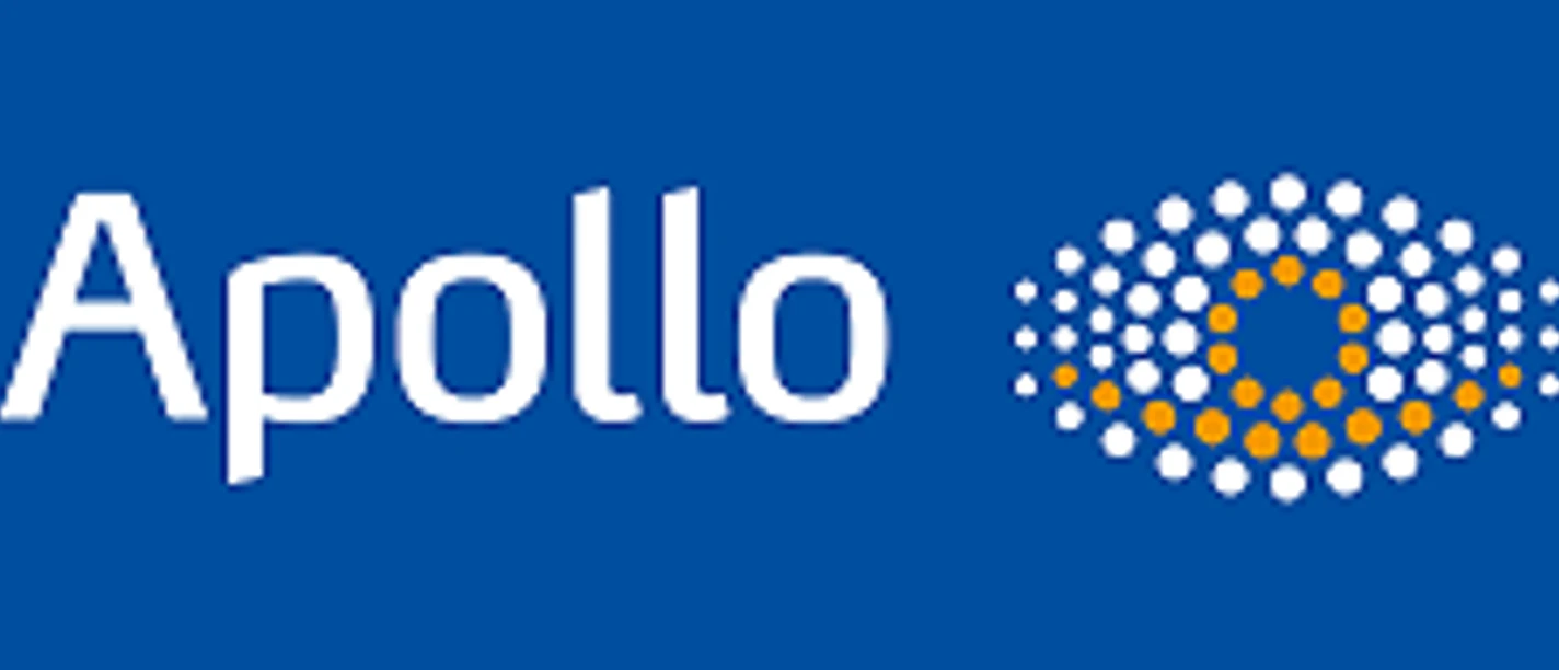 Das Bild zeigt das blaue Logo von Apollo