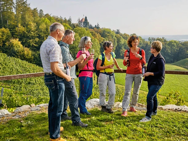 Gruppe bei einer Weindegustation bei Weinbau Kaiserspan