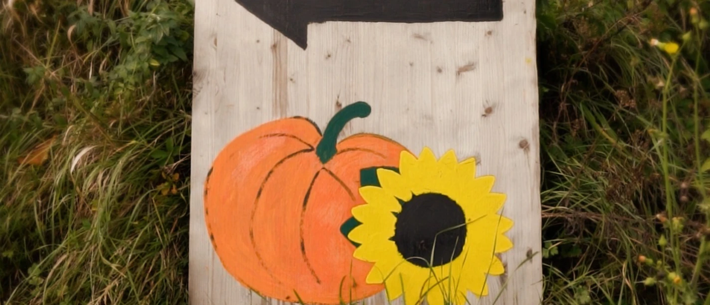 Schild zur Kürbisscheune