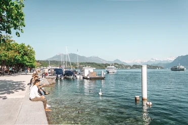 Lake promenade in summer
