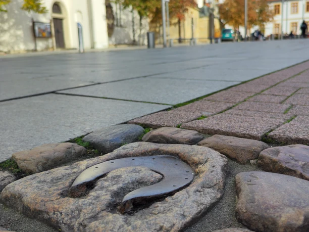 Hufeisen auf der Stechbahn von Nahem