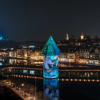 Lilu Lichtfestival Luzern Blick auf die Stadt Luzern am Lilu Lichtfestival Luzern