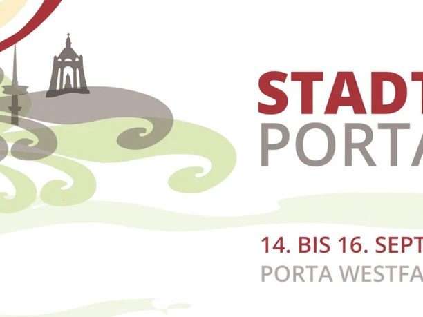 Logo des Stadtfests Porta 2018 mit bunten Grafikelementen und Veranstaltungstermin vom 14. bis 16. September.