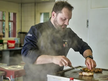 The host at work in the kitchen