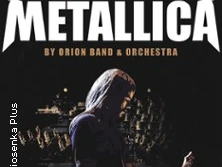 Plakat "Symphonic Tribute to Metallica" mit Gitarrist im Vordergrund und Orchester im Hintergrund.