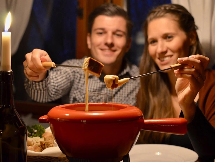 Käsefondue in der Bergbaude Papststein