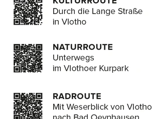 QR Codes KulturExplorer Drei QR-Codes bieten Zugang zu Kulturrouten in Vlotho und Umgebung mit detaillierten Informationen.