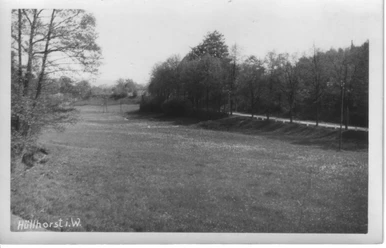 huellhorst-huellhorster-kruempel.jpg Eine weite, grasbewachsene Landschaft mit vereinzelten Bäumen und einem entlangführenden Weg.