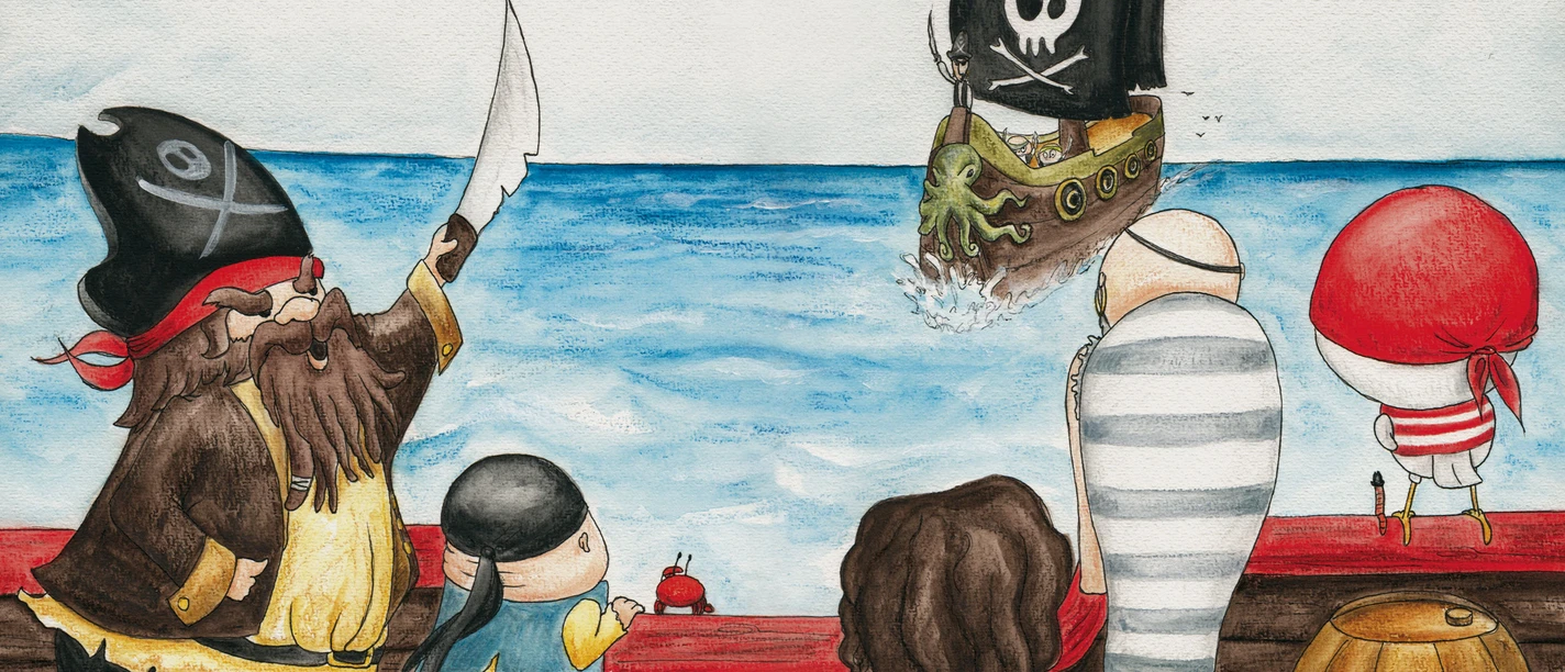 Eine musikalische Lesung in Büsum - „Flinki, der Inselhüpfer“ Eine Zeichnung von Piraten