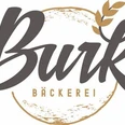 Bäckerei Burk Farchant Logo der Bäckerei mit Aufschrift Burk, Bäckerei, im Hintergrund die Siluette eines Brotleibes und einer Ähre