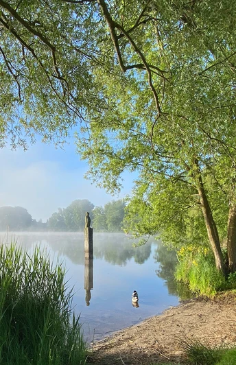 Der Vörder See mit Seemann im Morgennebel Der Vörder See mit Seemann im Morgennebel