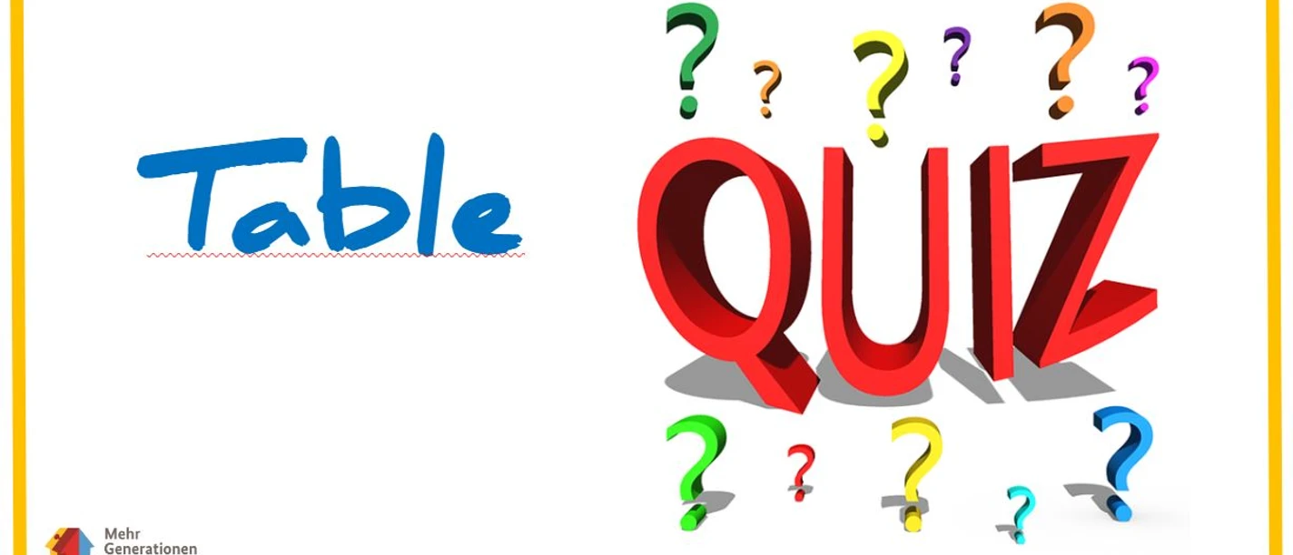 Table-Quiz_Veranstaltungskalender_L-16-9.jpg Bunte, dreidimensionale Buchstaben und Fragezeichen formen das Wort "Quiz" in lebendigen Farben.