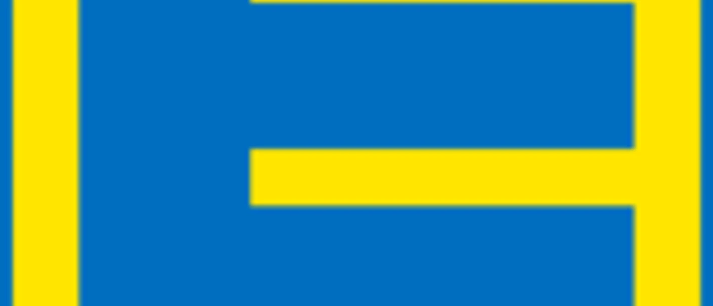 Logo großes blaues E darunter Edeka auf gelben Hintergrund mit blauer Umrandung