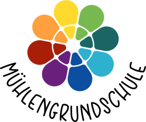 tengern-muehlengrundschule.png Ein blumenförmiges, mehrfarbiges Muster mit acht Blütenblättern auf schwarzem Hintergrund.