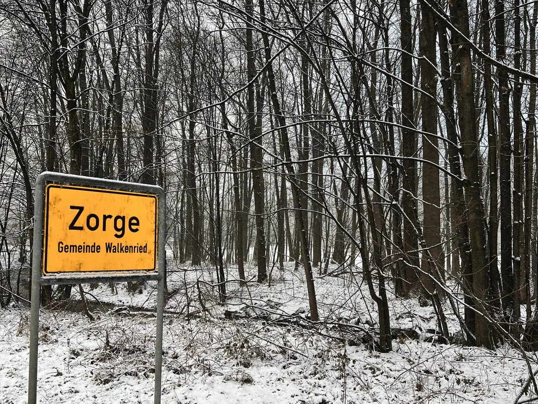 OTS in Zorge Schnee Ortseingangsschild