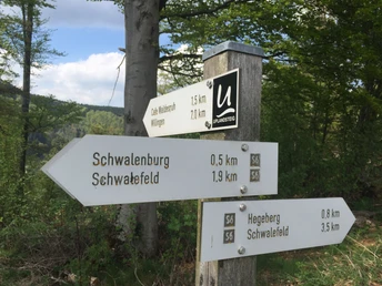 Wanderschilder und Wegweiser an der Schwalenburg