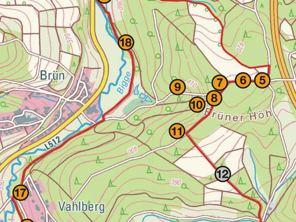 Karte Rundweg mit Informationsstationen