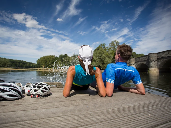 Radfahrer Pause Kanzelbrücke