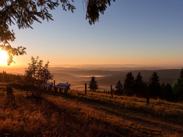 Blick bei Sonnenaufgang vom Kalied Blick bei Sonnenaufgang vom Kalied auf die Medebacher Bucht