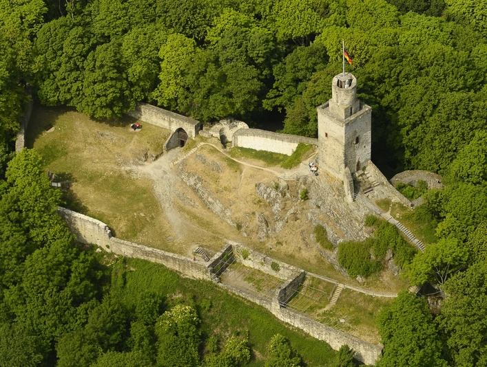 Burg Falkenstein aus der Vogelperspektive