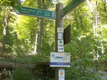 Wegezeichen am Portal Schardtwald