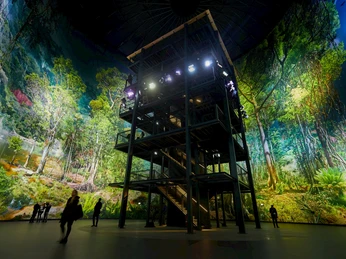 20171117_amazonien_hannover_eoe_pk_cw_9211.2000x0.jpg Ein dreistöckiger Aussichtsturm in einer Amazonien-Ausstellung, umgeben von regenwaldähnlichen Malereien.A three-storey observation tower in an Amazonian exhibition, surrounded by rainforest-like paintings.Třípatrová vyhlídková věž v amazonské expozici, obklopená malbami připomínajícími deštný prales.Trzypiętrowa wieża obserwacyjna na wystawie w Amazonii, otoczona malowidłami przypominającymi las deszczowy.Een observatietoren van drie verdiepingen in een tentoonstelling in het Amazonegebied, omgeven door regenwoudachtige schilderijen.Una torre di osservazione a tre piani in una mostra amazzonica, circondata da quadri simili a quelli della foresta pluviale.