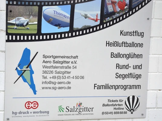 Infotafel zum Angebot des Sportgemeinschaft AERO am Salzgittersee
