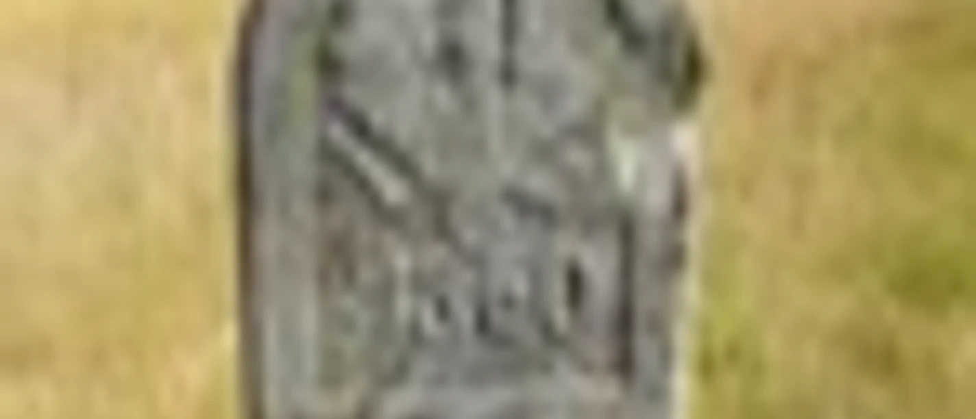 1860er Grenzstein @ stadtfuehrerVHS.jpg Ein verwitterter Grenzstein aus den 1860er Jahren mit eingravierter Jahreszahl und historischem Charme.