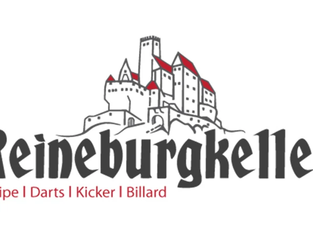 huellhorst-erleben-gastro-reineburgkeller.jpg Logo des Reineburgkellers mit stilisierter Burg und der Aufschrift "Kneipe, Darts, Kicker, Billard".