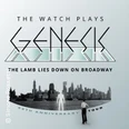 Albumcover für "The Watch spielt Genesis", zeigt Silhouette einer Stadt und eine weiße Figur im Vordergrund.
