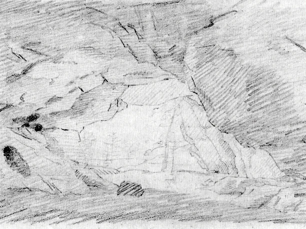 Caspar David Friedrich: Felshöhle: Der Kuhstall bei Schandau, um Mai 1818