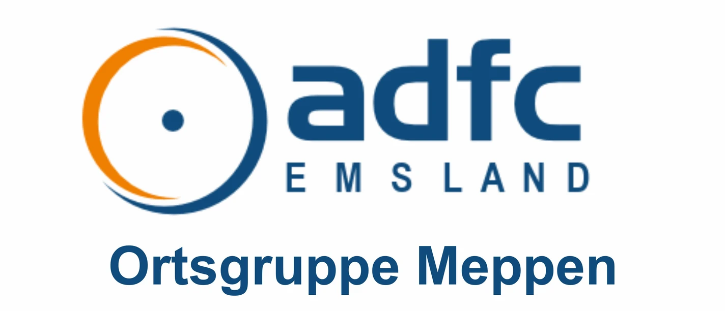 adfc_meppen.jpg Logo des ADFC Emsland mit blau-orangefarbenem Kreis und Schriftzug Ortsgruppe Meppen