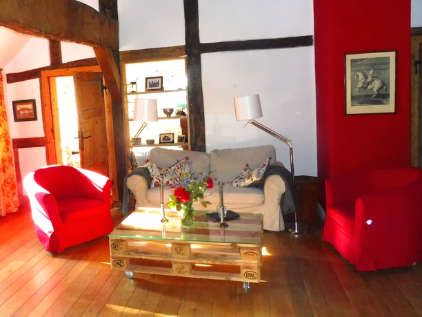 Die gemütliche Sofaecke im Ferienhaus Reethuus Die gemütliche Sofaecke im Ferienhaus Reethuus