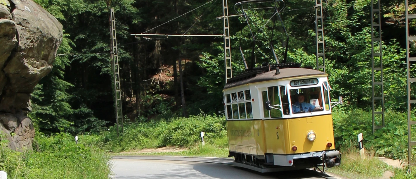Historic railcar 8 of the Kirnitzschtalbahn