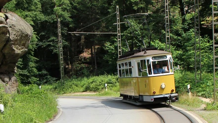Kirnitzschtalbahn_Triebwagen 8_Traditionsverkehr_CC-BY-SA_Foto RVOSE_S.Großer_IMG_3049.jpg Historischer Triebwagen 8 der Kirnitzschtalbahn