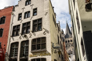 Cologne old town Historic building in Cologne's old town with the lettering "Sünner im Walfisch".